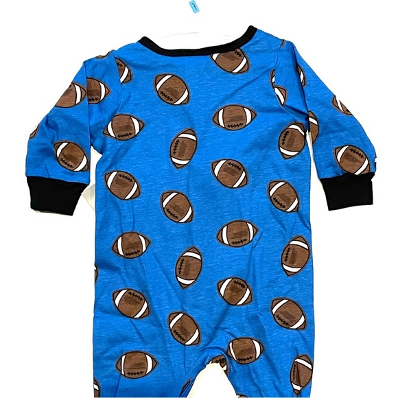 GERBER Onesie Baby Bodysuit Footballs SIZE NEWBORN 3-6M Blue Sleep & Play NWT - Picture 8 of 10